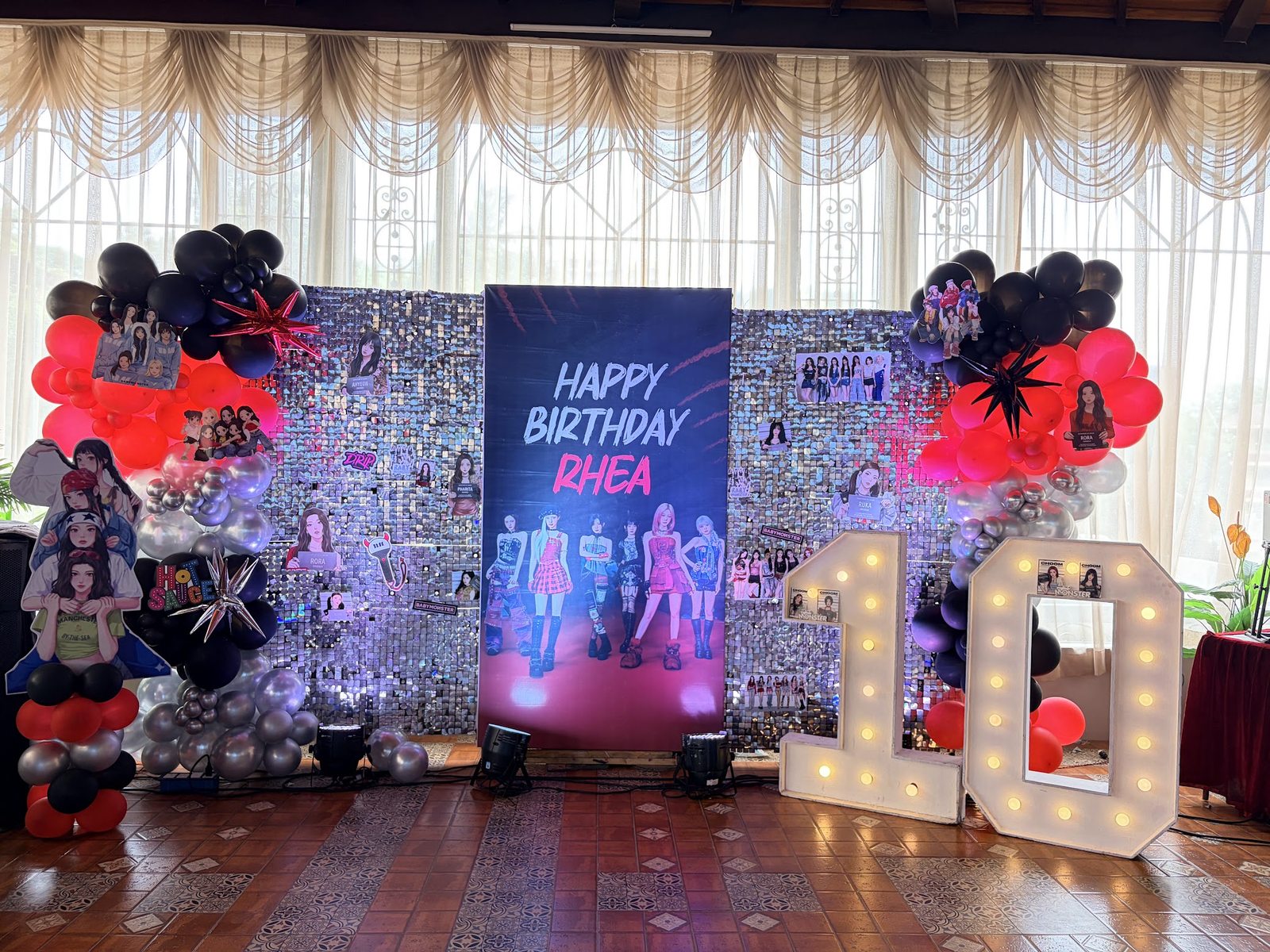K-pop theme decor with sequin panels