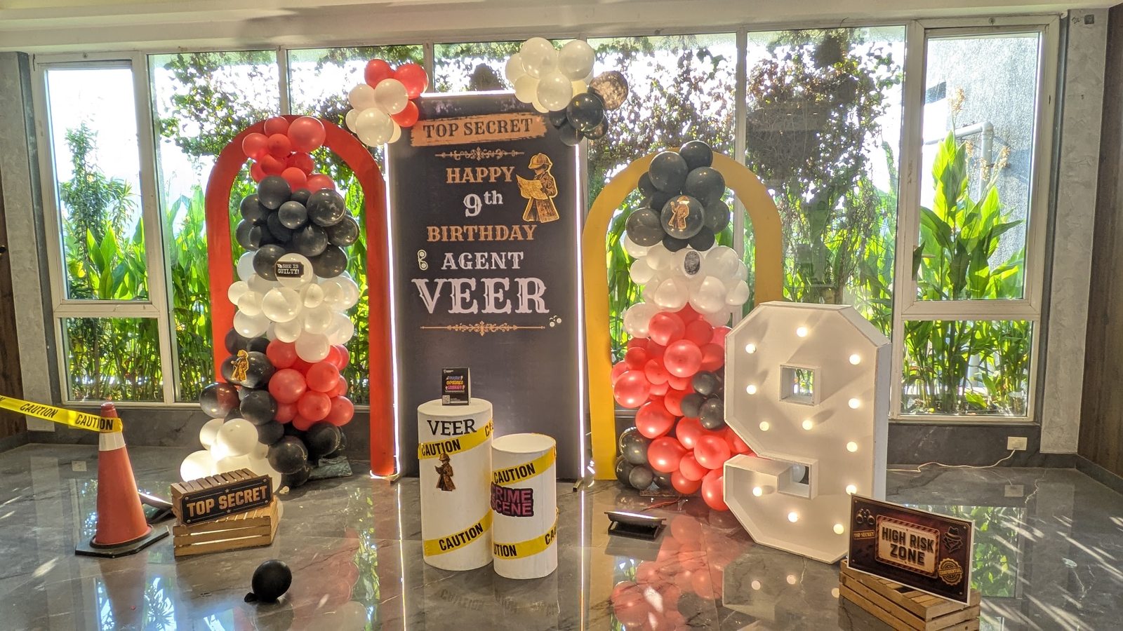 Spy theme decor with top secret signage
