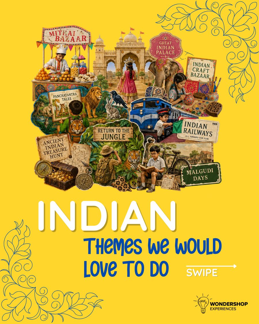 Indian themes we would love to do: Mithai Bazaar, Indian Palace, Indian Craft Bazaar, Indian Railways, Return to the Jungle, Malgudi Days and more