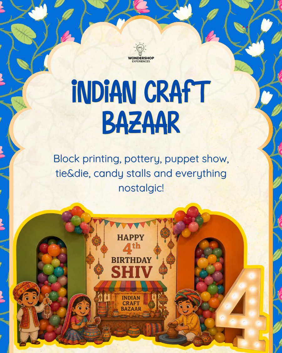 Indian Craft Bazaar: block printing, pottery, puppet show, tie and dye, candy stalls and everything nostalgic