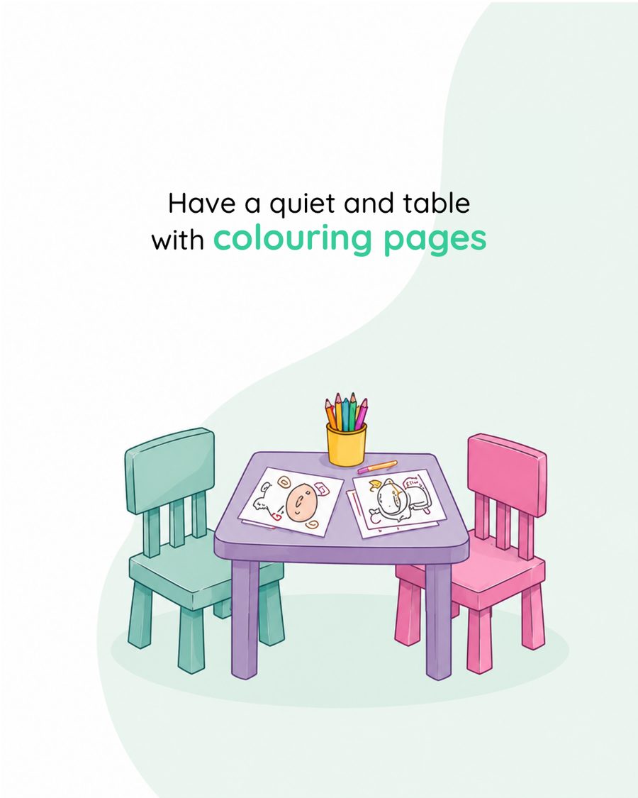 Have a quiet table with colouring pages