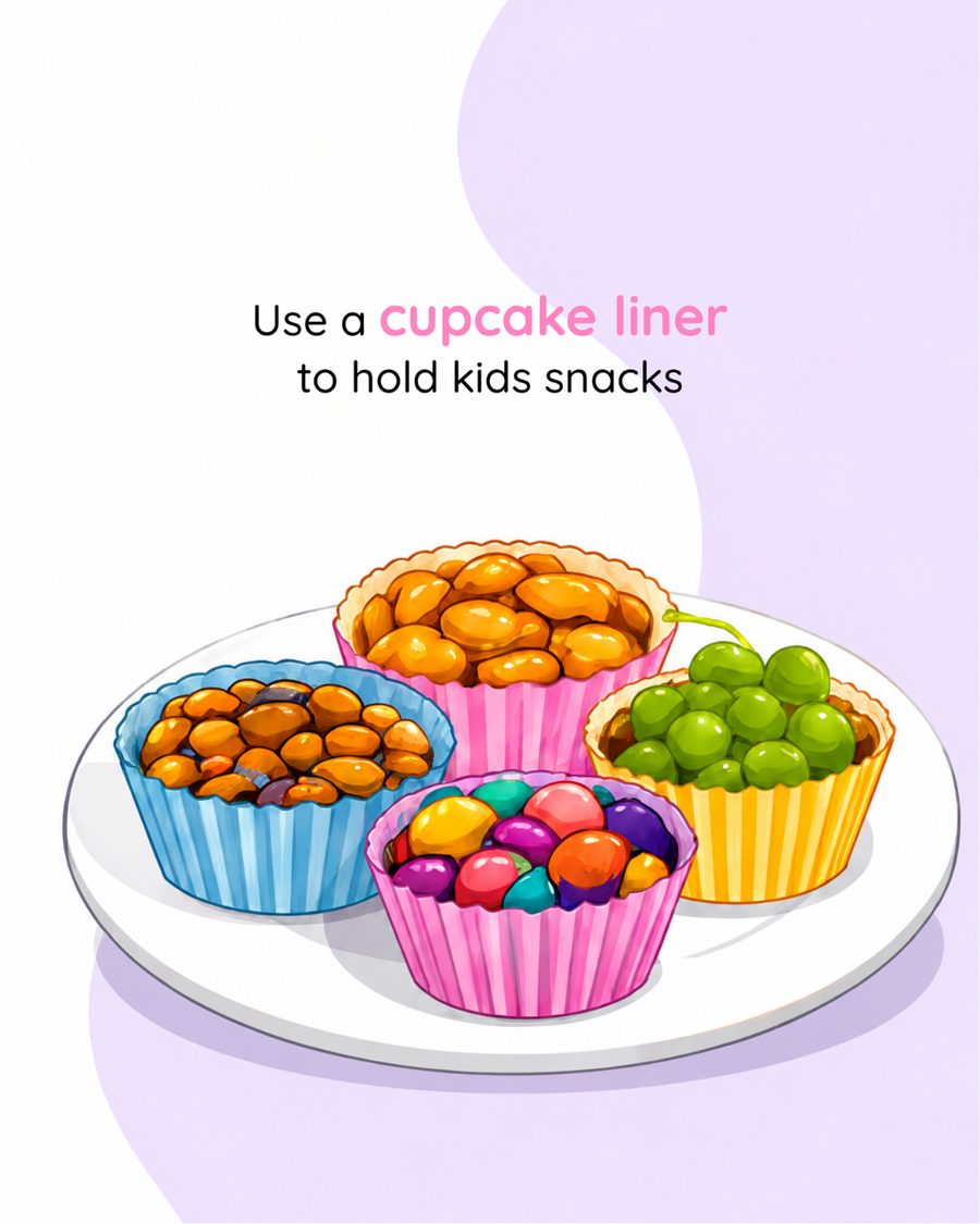 Use a cupcake liner to hold kids' snacks