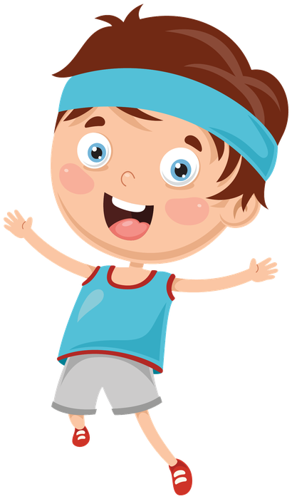 Illustrated child running, arms open