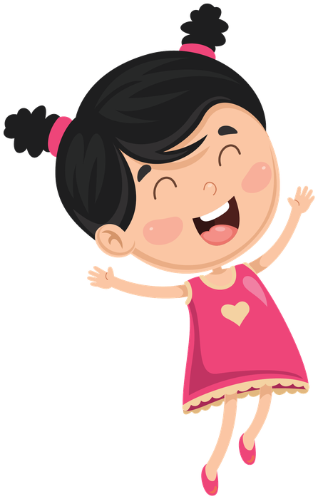 Illustrated child jumping joyfully